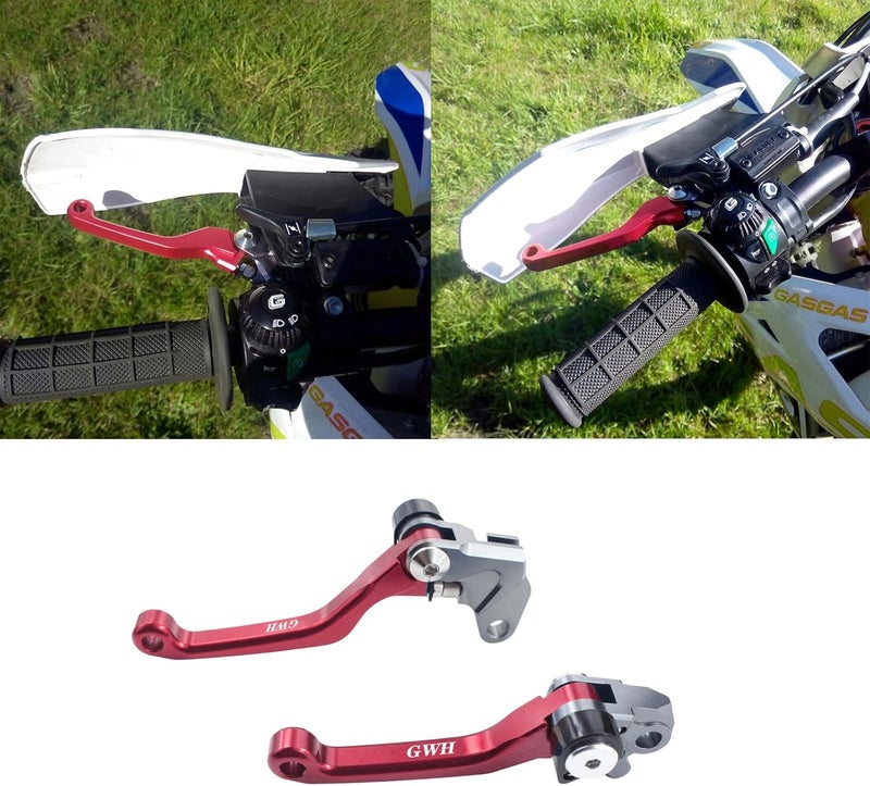 Adsspro Motorcycle Billet Foldable Brake Clutch Lever Handle CNC Aluminum Pivot for RM85 05-17 RM125 RM250 04-08 YZ80 YZ85 YZ 85 80 2001-2014 TTR230 TTR 230 2005-2022 Dirt Pit Bike Motorbike （Red - Image 5